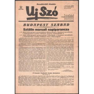 1945. 02. 14. Az Uj Szó c. szovjet újság . 5. szám, Budapest felszabadításának hírével.