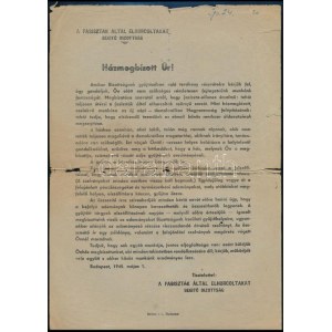 1945 A Fasiszták Által Elhurcoltakat Segítő Bizottság házmegbízottakhoz szóló felhívása...