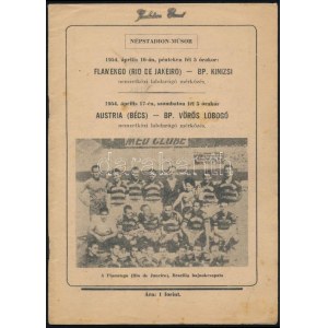 1954 Bp. Kinizsi (Fradi, FTC) - Flamengo, Ausztria - Vörös Lobogó (MTK) labdarúgó mérkőzés meccsfüzet ...