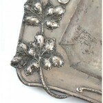 Szecessziós ezüst (Ag) tálca gazdag szőlőt és leveleket formázó díszítésekkel. Jelzett. 1312 g. 52x33 cm ...