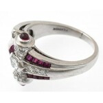 Palládium (Pd) Art Deco fazonú gyűrű. 21 db modern csiszolású briliáns cca. 0...