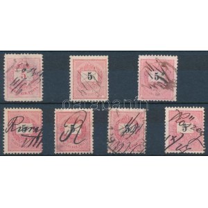 7 db krajcáros bélyeg kézi érvénytelenítéssel / 7 stamps with handwritten cancellation