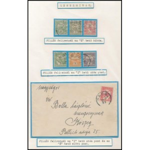 1900-1913 Turul 7 klf bélyeg és egy levél látványos lemezhibákkal ...