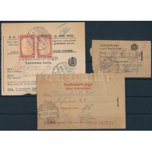 1919-1921 3 db távbeszélő jegy / 3 telephone tickets SUHOPOLJE, UJFEHÉRTÓ, NYIRBÁTOR