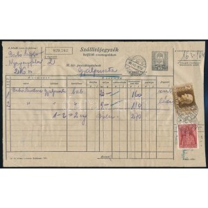 1930-1942 2 db szállítójegyzék 1,70P és 27,60P készpénz bérmentesítéssel ...