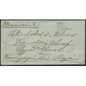 1845 Portós levél / Unpaid cover BAYMOK - Baja