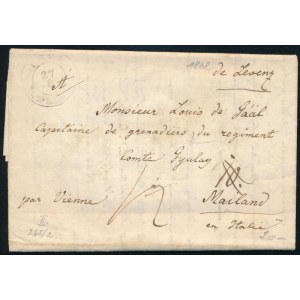 1848 Portós levél / Unpaid cover LÉVA - Vienna - Mailand (Italy)