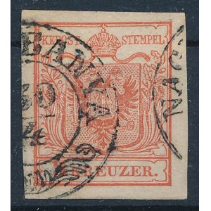 1850 3kr HP Ia sötét téglavörös / dark brick red NAG(Y) BÁNYA Certificate: Steiner