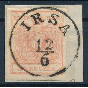 1850 3kr MP III. halvány piros / pale red IRSA Certificate: Babor