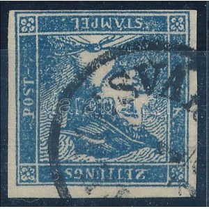 1851 Merkúr sötétkék / Newspaper stamp dark blue TEMESVÁR Certificate: Strakosch