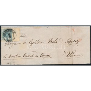 ~1852 9kr HP II ívszéli darab (13,5 mm-es ívszél) távolsági levélen / margin piece on domestic cover NESZMÉLY ...