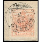 1852 3kr HP III óriási szélekkel helyi levélen, 2kr helyett 3kr bélyeget ragasztottak a levélre, túlbérmentesítve...