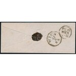 ~1852 6kr MP III ívszéli nyomat (13-13,5 mm) távolsági levélen. A bélyeget vizsgálati célból leáztatták...