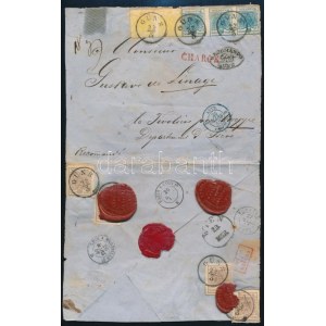 1857.márc.22 Franciaországba küldött ajánlott levél GÜNS + Recomando Güns feladási bélyegzésekkel...
