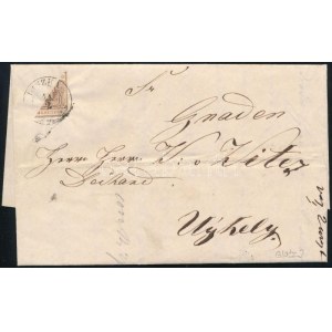 1858 február 11-én Liszkán feladott távolsági levél (Sátoralja) Újhelyre címezve. A levél díja az I. távolsági zónában ...