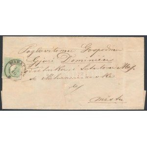 1859-1861 3kr zöld / green helyi levélen / on local cover WARASDIN