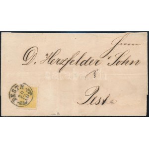 1860 2kr sárga/sötétsárga II. helyi nyomtatványon. Látványos, szép darab! / 2kr yellow...