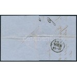 1860 15kr II. a bélyeg alsó részén korábbi borítékról származó papírdarab! (kétszer felhasználva...