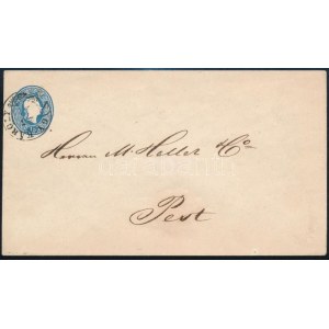 1861 15kr díjjegyes boríték, hátoldalon levélzáróval. Szép, ritka darab! / 15kr PS-cover NAGY-KÁROLY ...