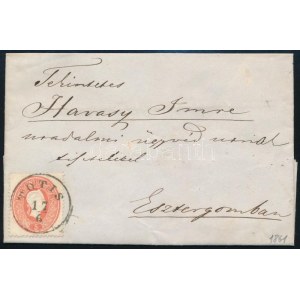 1861 5kr centrált, szép élénk színben távolsági levélen teljes tartalommal / centered...