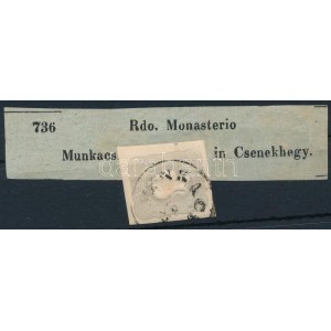1861 Hírlapbélyeg címszalagon (MU)NKÁCS / Newspaper stamp on address label
