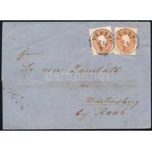 ~1861 2 x 10kr levélen / on cover VÉSZTO + Raab - Martinsburg