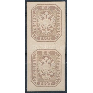 1863 Hírlapbélyeg pár / Newspaper stamp pair. Certificate: Ferchenbauer