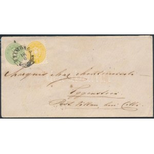 1866 2kr + 3kr levélen / on cover SZAMOBOR - AGRAM - WÖLLAN