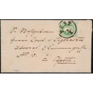 1867 3kr helyi levélen / on local cover PEST