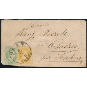 1867 2kr + 3kr levélen / on cover PEST VASP. - Teschen