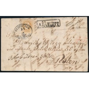 1870 15kr ajánlott levélen / on registered cover DEBRECZEN / AJÁNLOTT SZ. - Pest