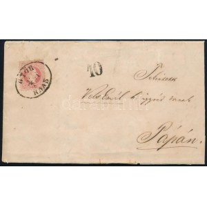 1871 5kr levélen, utólag megportózva / 5kr on cover, with postage due GYŐR / RAAB - Pápa