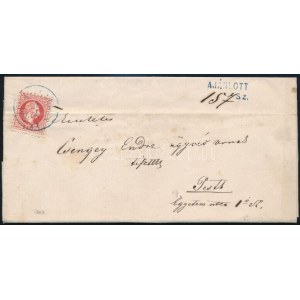 1871 5kr + 10kr ajánlott levélen / on registered cover, kék / blue SZILAS-BALHÁS