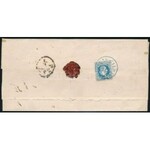 1871 5kr + 10kr ajánlott levélen / on registered cover, kék / blue SZILAS-BALHÁS