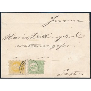 1871 1867-es 2kr és Kőnyomat 3kr vegyes bérmentesítés távolsági levélen (2 oldalhajtóka hiány) (ex Wyler, Kostyál) ...