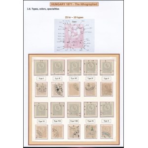 1871 Kőnyomat 25kr típustanulmány, 10 db bélyeg / Mi 6 type study, 10 stamps Ex Ryan
