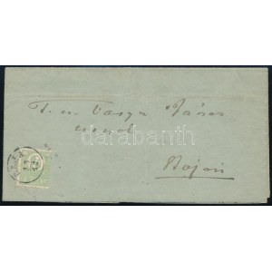 1871 Kőnyomat 3kr helyi levélen, a levél belsejében 15kr illetékbélyeg / Mi 2 on local cover (15kr fiscal stamp inside...
