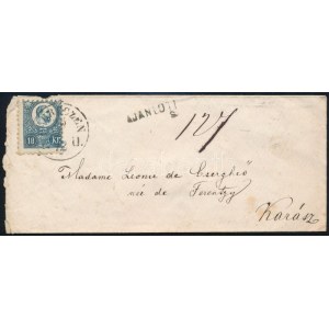 1872 2 db Réznyomat 10kr ajánlott levélen DEBRECZEN P.U. + NYÍREGYHÁZA / AJÁNLOTT