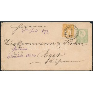 1872 3kr díjjegyes levelezőlap Réznyomat 2kr díjkiegészítéssel / 3kr PS...