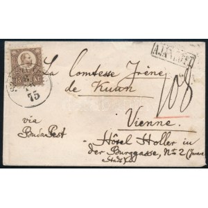 1875 Réznyomat 15kr ajánlott levélen / on registered cover SZÁSZVÁROS - Vienne