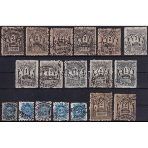 1873-1874 Kőnyomat és Réznyomat távírda bélyeg összeállítás, közte luxus bélyegzésű darabok, ritka ajánlat...