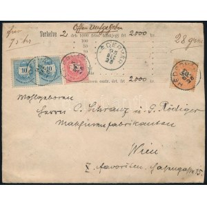 1895 Pénzes levél Színes- és Feketeszámú krajcáros vegyes bérmentesítéssel HÉDERVÁR - Wien ...