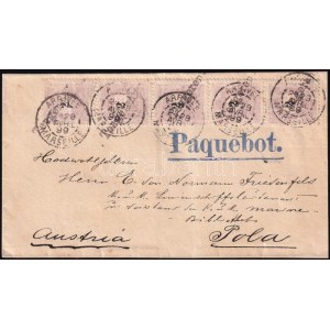 1899.ápr.28. Peterdi hajóposta levél függőleges 2kr ötöscsík bérmentesítéssel ...