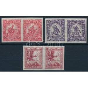 1916 Hadisegély vágott sor párokban (24.000) / Mi 183-185 imperforate set in pairs