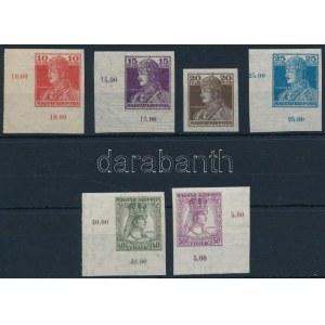 1918 Károly-Zita vágott sor (10.000) / Mi 213-218 imperforate set