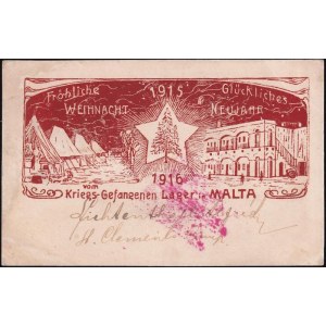 1915 Karácsonyi képeslap a máltai hadifogoly táborból Csepelre. Ezidáig ismeretlen, különleges darab!! ...