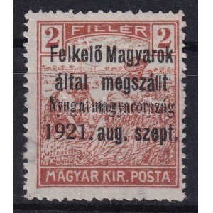 Nyugat-Magyarország I. 1921 Arató 2f próbanyomat / proof. Signed: Bodor
