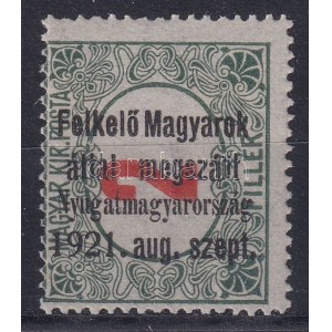 Nyugat-Magyarország I. 1921 Portó 2f próbanyomat / proof. Signed: Bodor