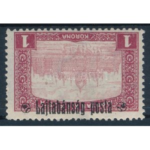 Nyugat-Magyarország III. 1921 Parlament 1K fordított felülnyomással / Mi 26 with inverted overprint. Signed...