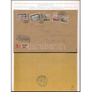 1921 Expressz, ajánlott levél 5 db Nyugat-Magyarország III. bélyeggel bérmentesítve Németújvárról Egyházasrádóczra ...
